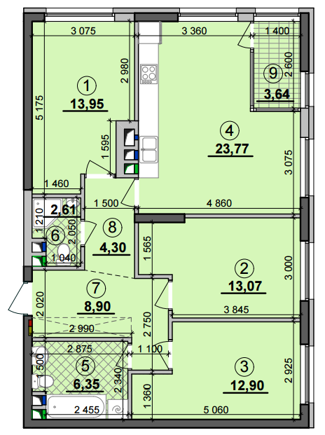 3-кімнатна 89.49 м² в ЖК Seven від 28 750 грн/м², Київ