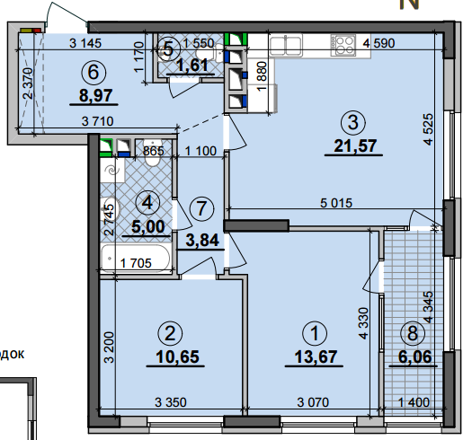 2-кімнатна 71.37 м² в ЖК Seven від 21 200 грн/м², Київ