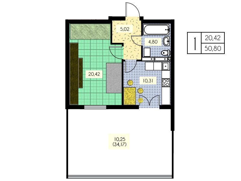 1-кімнатна 50.8 м² в ЖК Набережний від 16 000 грн/м², м. Вишгород