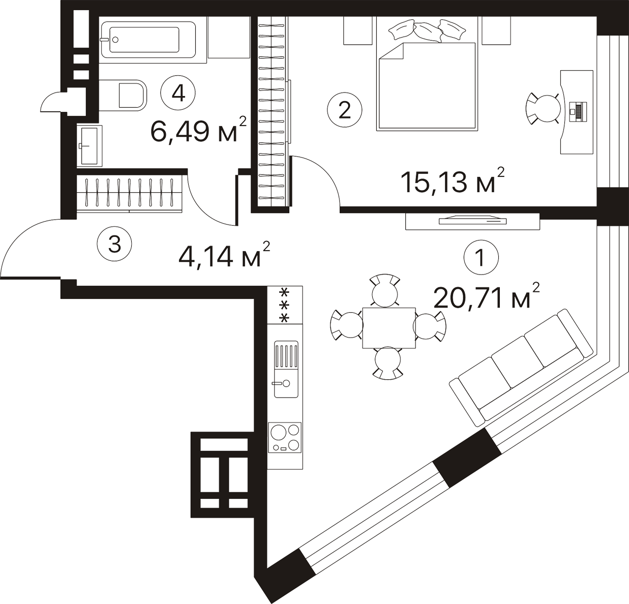 1-кімнатна 46.47 м² в ЖК Terracotta від 19 311 грн/м², Київ