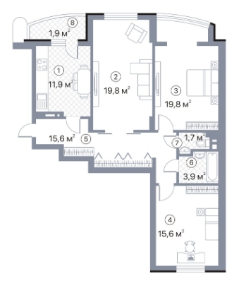 3-комнатная 90.2 м² в ЖК Киевский Шлях от 16 445 грн/м², г. Борисполь