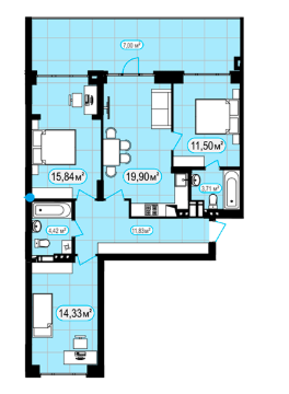 3-кімнатна 88.53 м² в ЖК Мюнхаузен 2 від 19 000 грн/м², м. Ірпінь