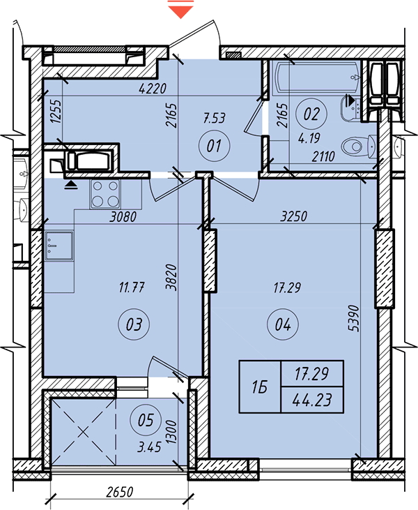 1-комнатная 44.23 м² в ЖК LookyanSky от застройщика, Киев