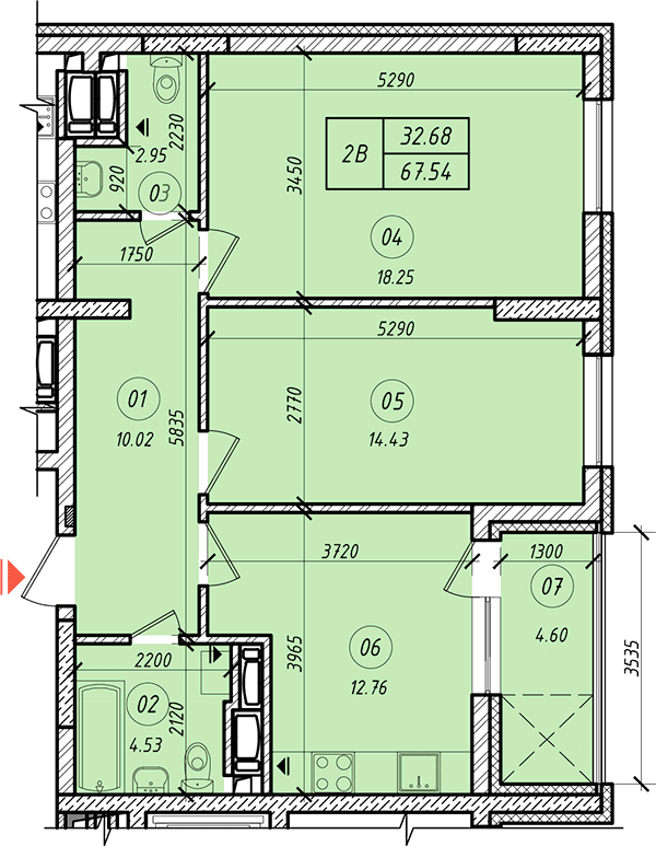 2-комнатная 67.54 м² в ЖК LookyanSky от 33 000 грн/м², Киев