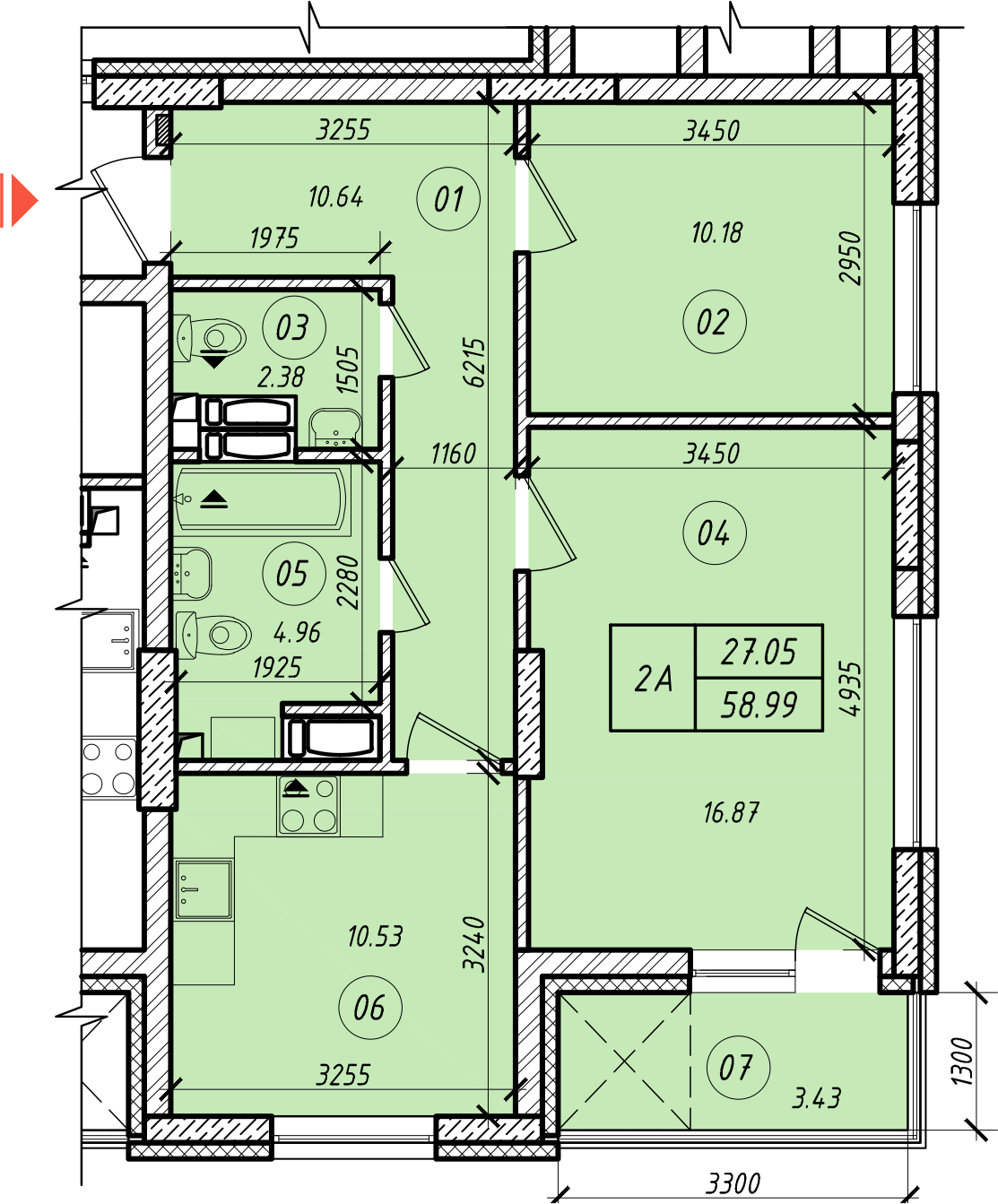 2-кімнатна 58.99 м² в ЖК LookyanSky від 33 000 грн/м², Київ