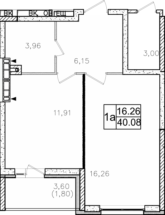 1-кімнатна 40.08 м² в ЖК Атлант на Київській від 20 600 грн/м², м. Бровари