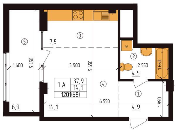 1-комнатная 37.9 м² в ЖК Henesi House от 24 050 грн/м², Киев