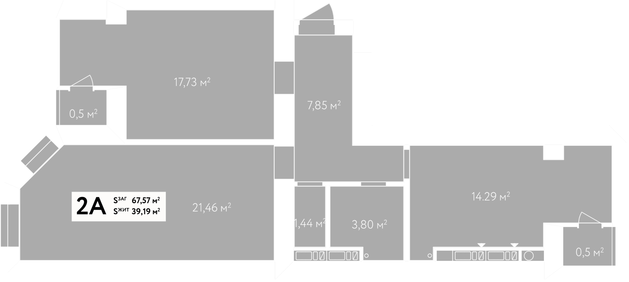 2-кімнатна 67.57 м² в ЖК Авіатор від 21 000 грн/м², смт Гостомель