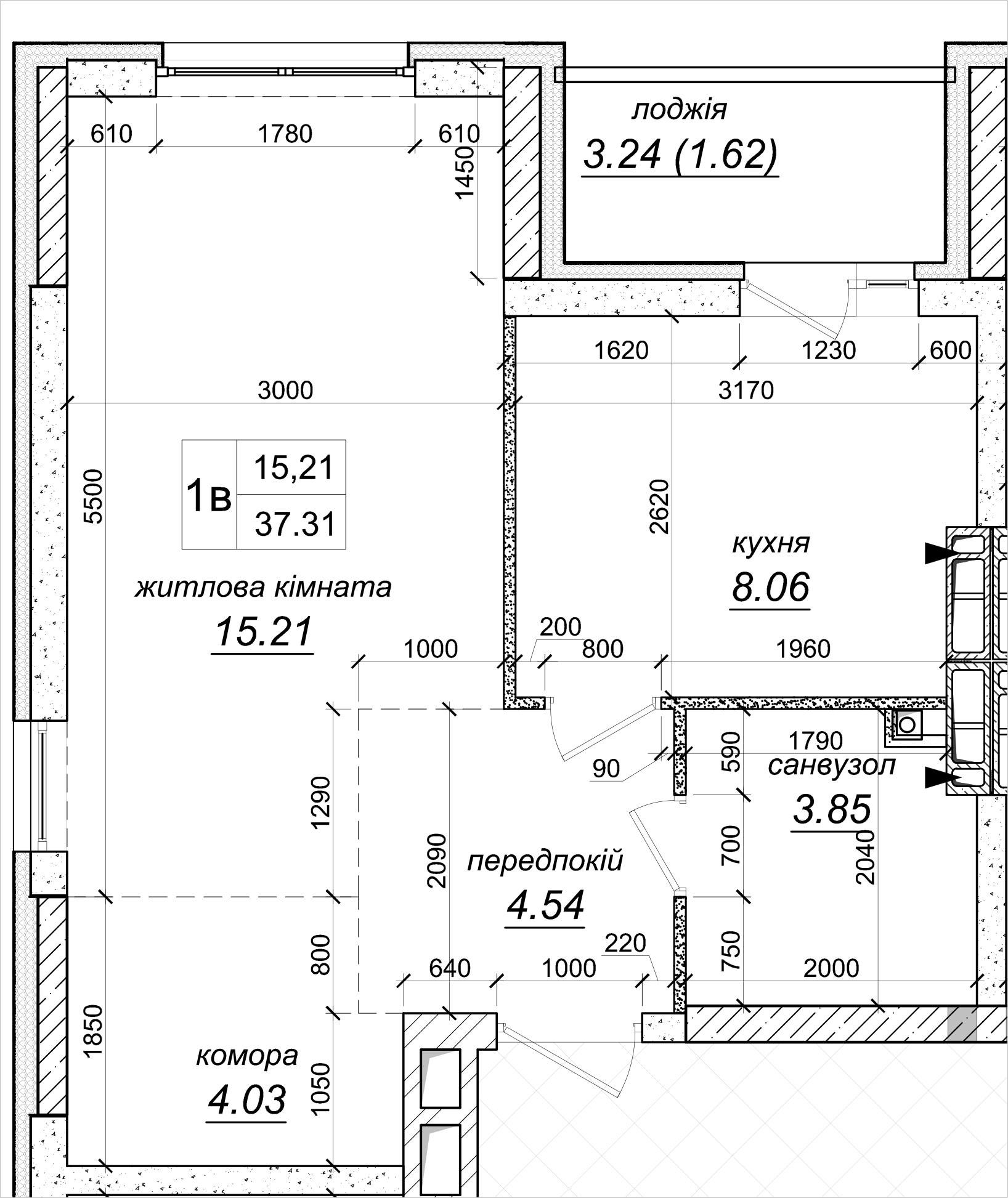 1-кімнатна 37.31 м² в ЖК Атлант 2 від 14 500 грн/м², смт Коцюбинське
