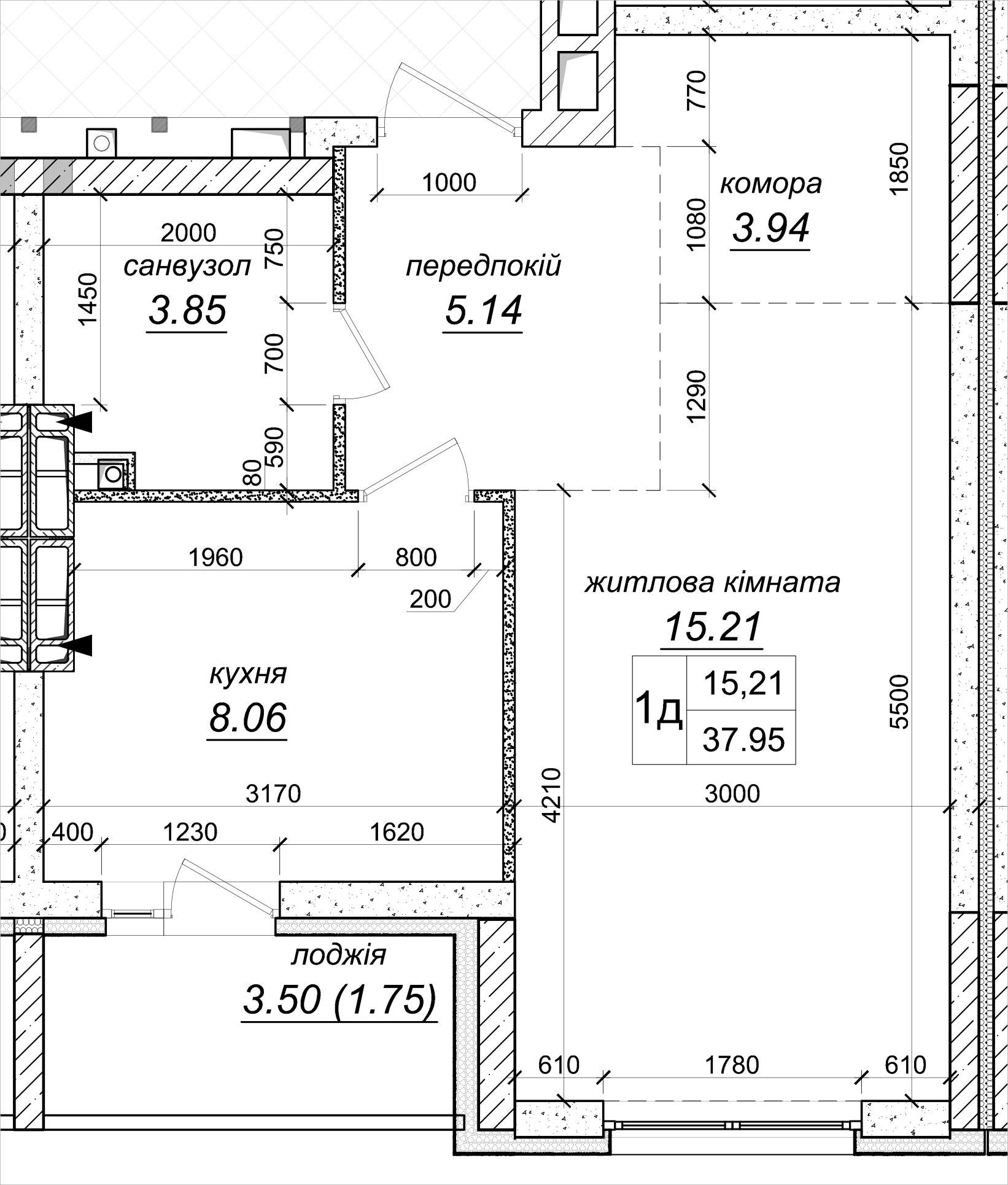 1-кімнатна 37.95 м² в ЖК Атлант 2 від 14 500 грн/м², смт Коцюбинське