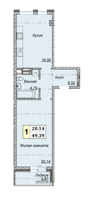1-кімнатна 49.39 м² в КБ Малевича, 48 від 50 000 грн/м², Київ