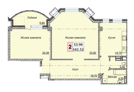 2-кімнатна 102.52 м² в КБ Малевича, 48 від 48 000 грн/м², Київ