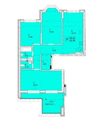 3-комнатная 93.36 м² в ЖК Гранд Бурже от 20 350 грн/м², г. Буча