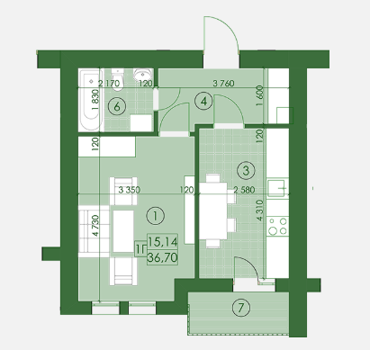 1-кімнатна 36.7 м² в ЖК Київський від 13 000 грн/м², м. Буча