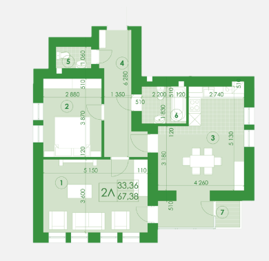 2-кімнатна 67.38 м² в ЖК Київський від 12 250 грн/м², м. Буча