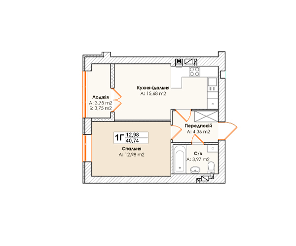 1-комнатная 40.74 м² в ЖК Life от 17 000 грн/м², пгт Гостомель