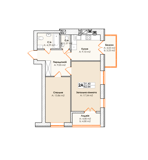 2-комнатная 62.64 м² в ЖК Life от 15 500 грн/м², пгт Гостомель