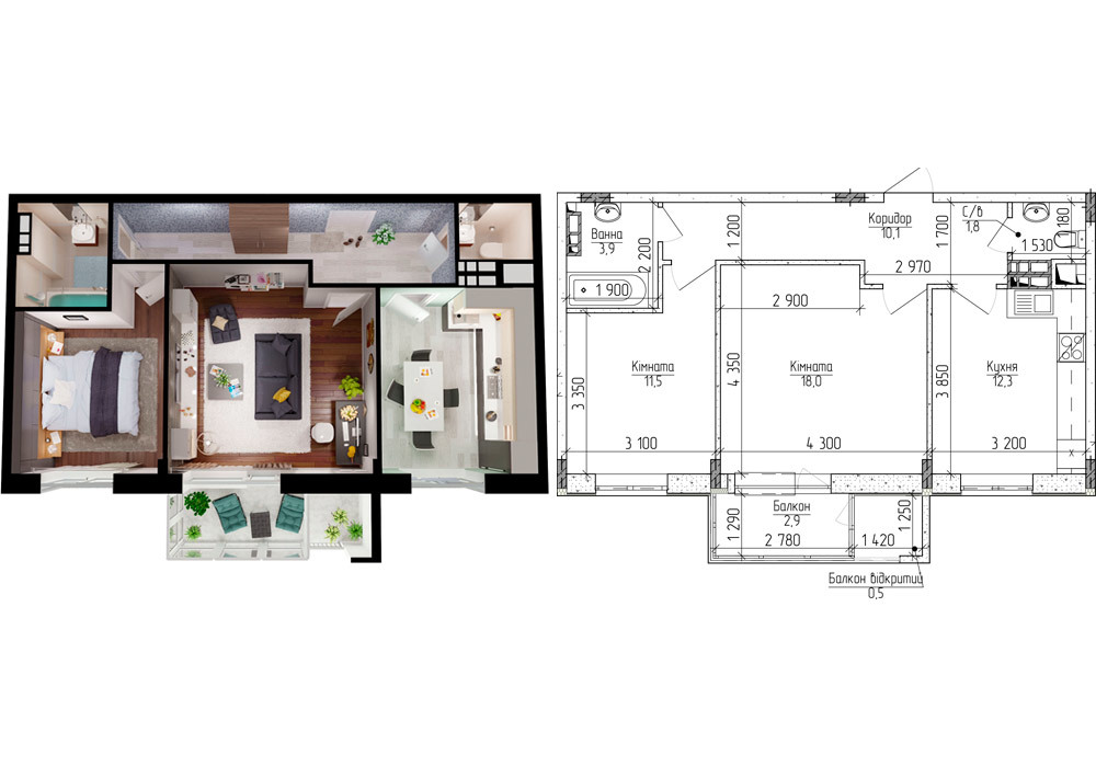 2-кімнатна 60.5 м² в ЖМ Нова Буча від 11 500 грн/м², м. Буча
