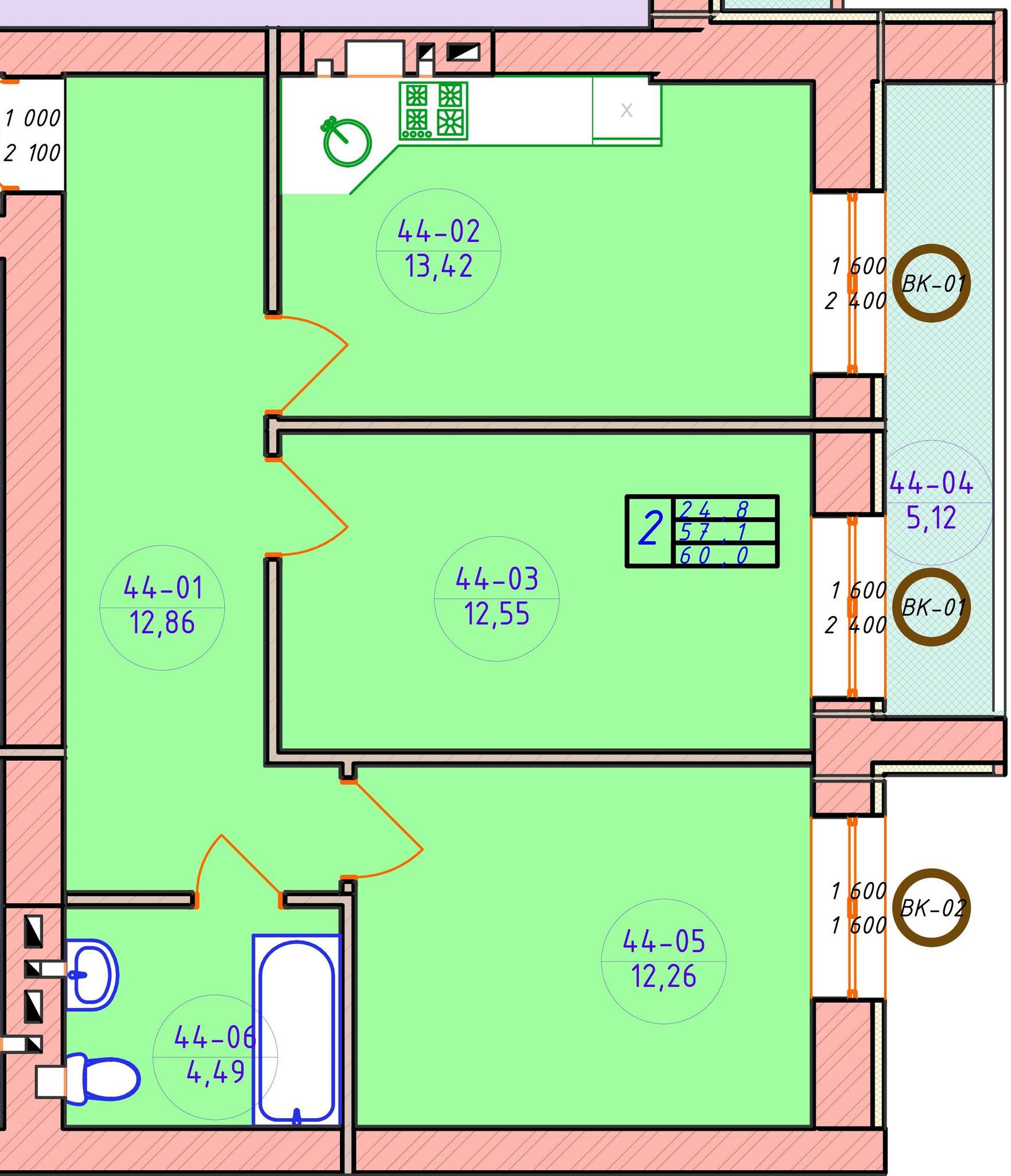 2-комнатная 60 м² в ЖК Ваш Добробут от 11 000 грн/м², г. Ирпень