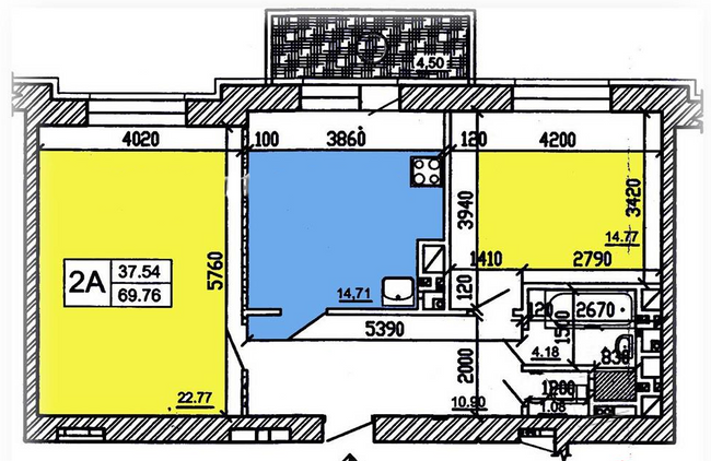 2-кімнатна 69.75 м² в ЖК Райдужний від забудовника, м. Українка