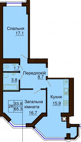 2-комнатная 65.3 м² в ЖК София Клубный от 15 000 грн/м², с. Софиевская Борщаговка