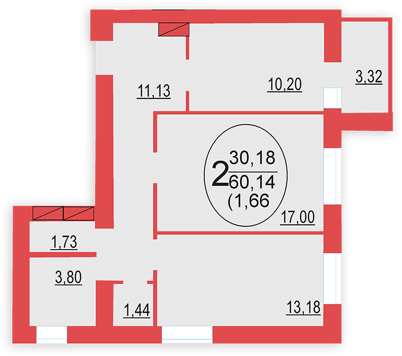 2-комнатная 60.14 м² в ЖК София Киевская от 13 000 грн/м², с. Софиевская Борщаговка