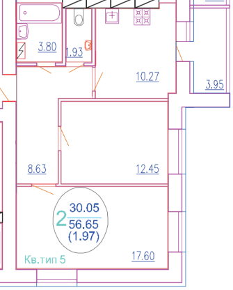 2-комнатная 56.65 м² в ЖК София Киевская от 13 000 грн/м², с. Софиевская Борщаговка