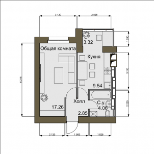 1-комнатная 35.37 м² в ЖК Софиевский квартал от 16 500 грн/м², с. Софиевская Борщаговка