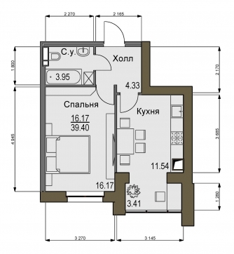 1-комнатная 39.4 м² в ЖК Софиевский квартал от 16 500 грн/м², с. Софиевская Борщаговка
