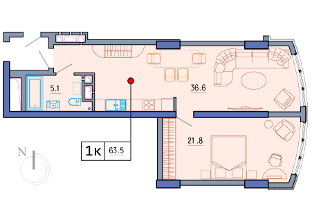 1-кімнатна 63.5 м² в ЖК Покровський посад від 76 550 грн/м², Київ
