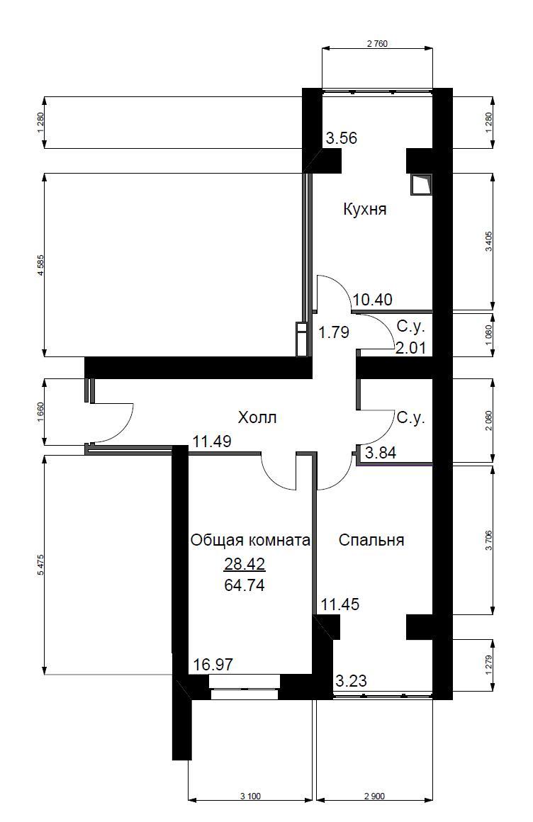 2-комнатная 64.74 м² в ЖК Софиевский квартал от 15 100 грн/м², с. Софиевская Борщаговка