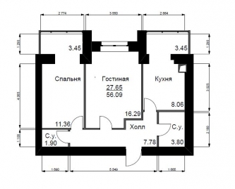 2-комнатная 56.09 м² в ЖК Софиевский квартал от 15 100 грн/м², с. Софиевская Борщаговка