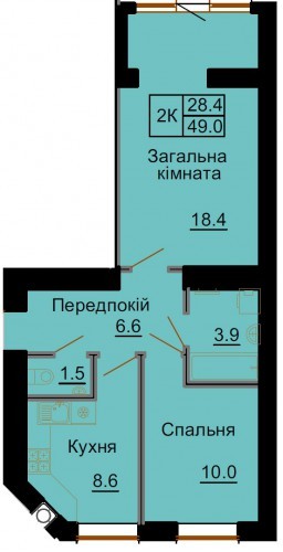 2-комнатная 49 м² в ЖК София Клубный от 15 500 грн/м², с. Софиевская Борщаговка