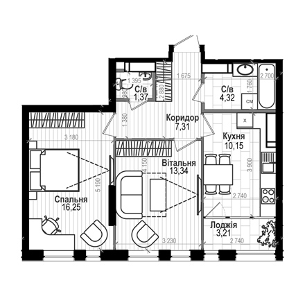 2-кімнатна 55.95 м² в ЖК Науки 58 від 20 250 грн/м², Київ