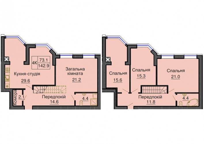 Двухуровневая 142.9 м² в ЖК Sofia Nova от 35 000 грн/м², с. Новоселки