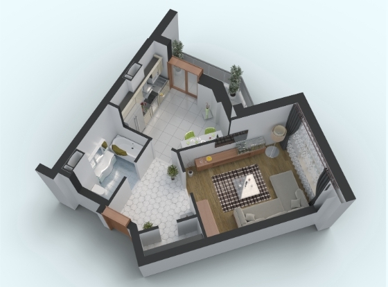 1-кімнатна 53.5 м² в ЖК Авіа Квартал від 14 750 грн/м², м. Вишневе