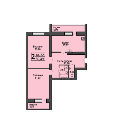 2-кімнатна 89.49 м² в ЖК Левада від 13 500 грн/м², м. Бориспіль