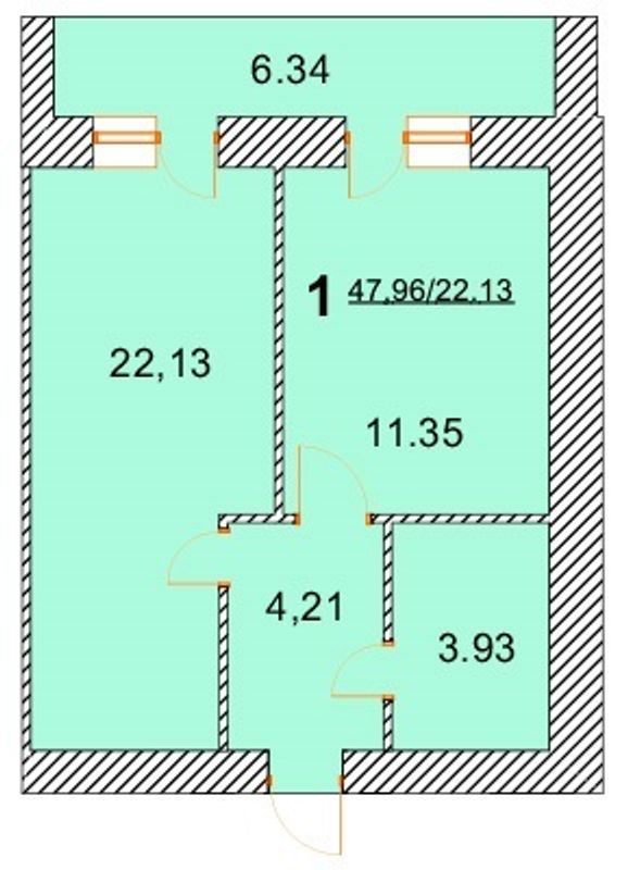 1-кімнатна 47.96 м² в ЖК Лелека від 16 000 грн/м², м. Бориспіль