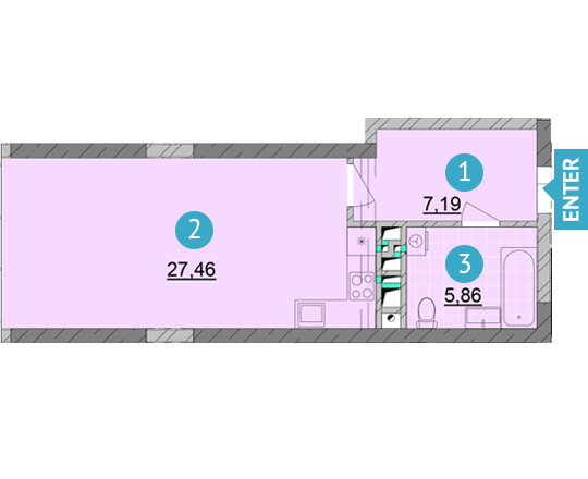 1-комнатная 40.51 м² в ЖК Smart Plaza Obolon от 47 550 грн/м², Киев