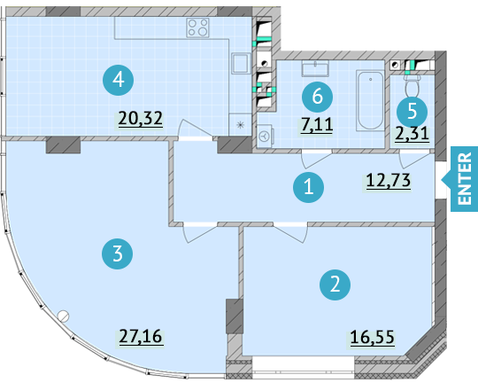 2-комнатная 86.18 м² в ЖК Smart Plaza Obolon от 47 550 грн/м², Киев