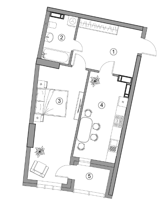 1-кімнатна 53.84 м² в ЖК Aria від 59 000 грн/м², Київ
