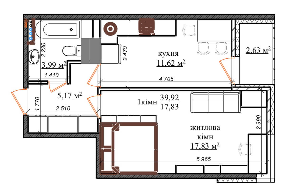 1-комнатная 39.92 м² в ЖК Грюнвальд от 19 800 грн/м², Киев