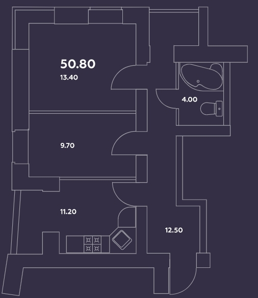 2-кімнатна 50.8 м² в ЖК Затишний квартал від 20 000 грн/м², с. Софіївська Борщагівка