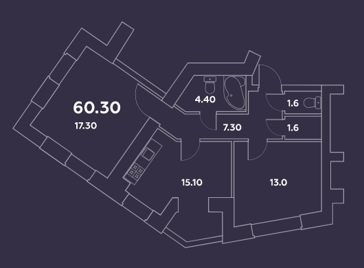 2-кімнатна 60.3 м² в ЖК Затишний квартал від 20 000 грн/м², с. Софіївська Борщагівка