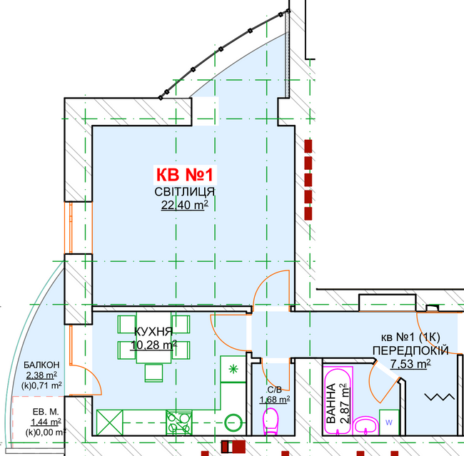 1-комнатная 48.93 м² в ЖК Леваневского от 18 500 грн/м², г. Белая Церковь