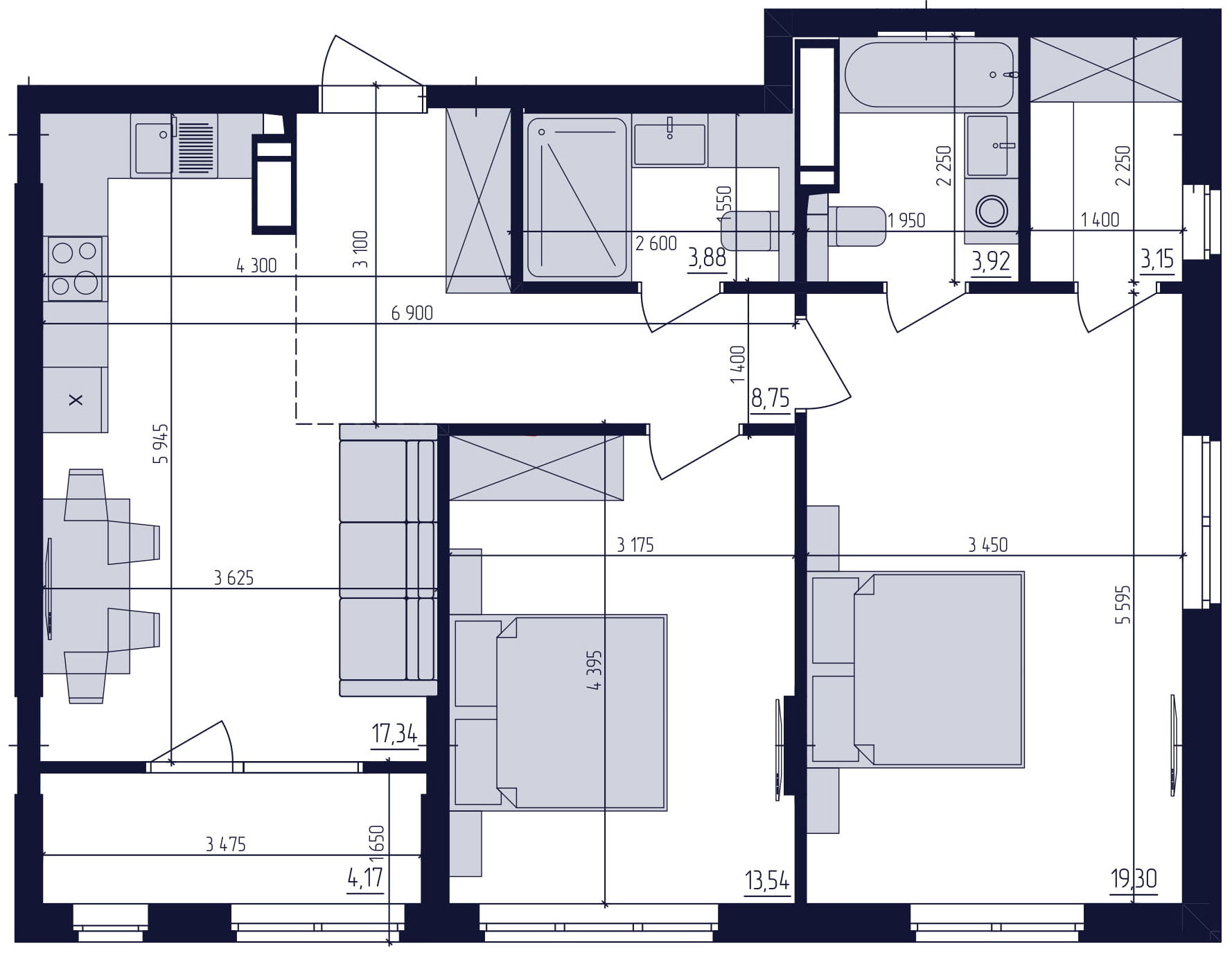2-комнатная 74.05 м² в ЖК Современный квартал от 30 000 грн/м², Киев
