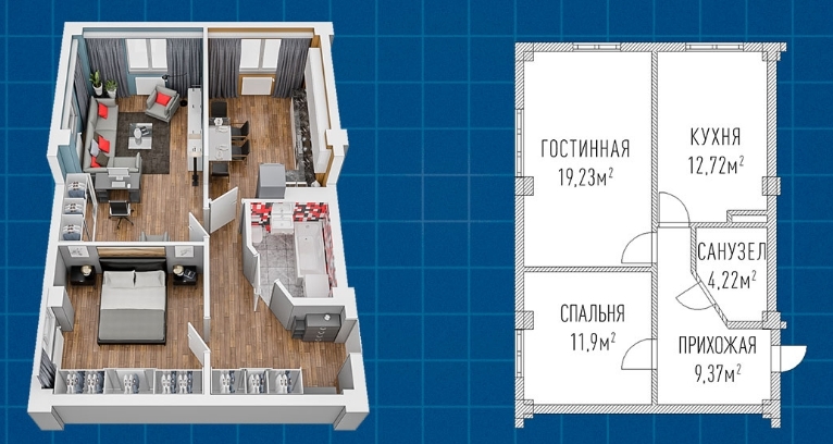 2-кімнатна 57.44 м² в ЖК Лондон Парк від 31 950 грн/м², Київ