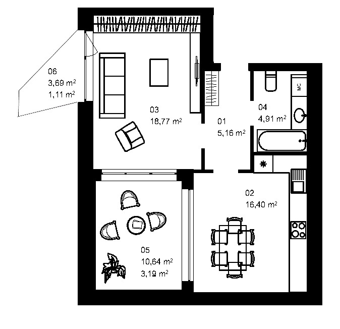 1-кімнатна 49.54 м² в ЖК City Lake від 13 300 грн/м², с. Шевченкове