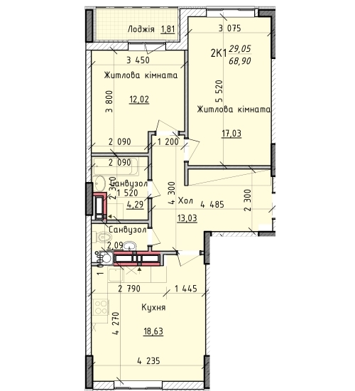 2-кімнатна 68.9 м² в ЖК Київські Зорі від 14 700 грн/м², м. Вишгород