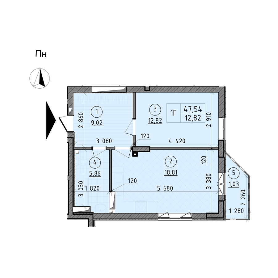 1-кімнатна 47.54 м² в ЖК Зеніт від 20 000 грн/м², м. Вишгород